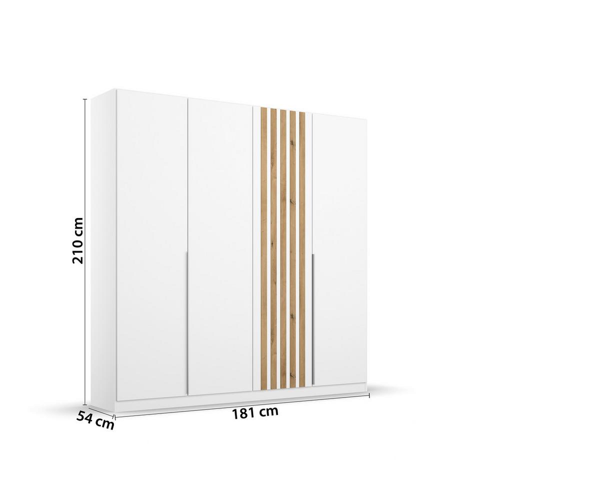 Drehtürenschrank 181 cm Lamella Weiß/Eiche Dekor - Weiß/Eiche Artisan, MODERN, Holzwerkstoff (181/210/54cm) - Rauch Möbel