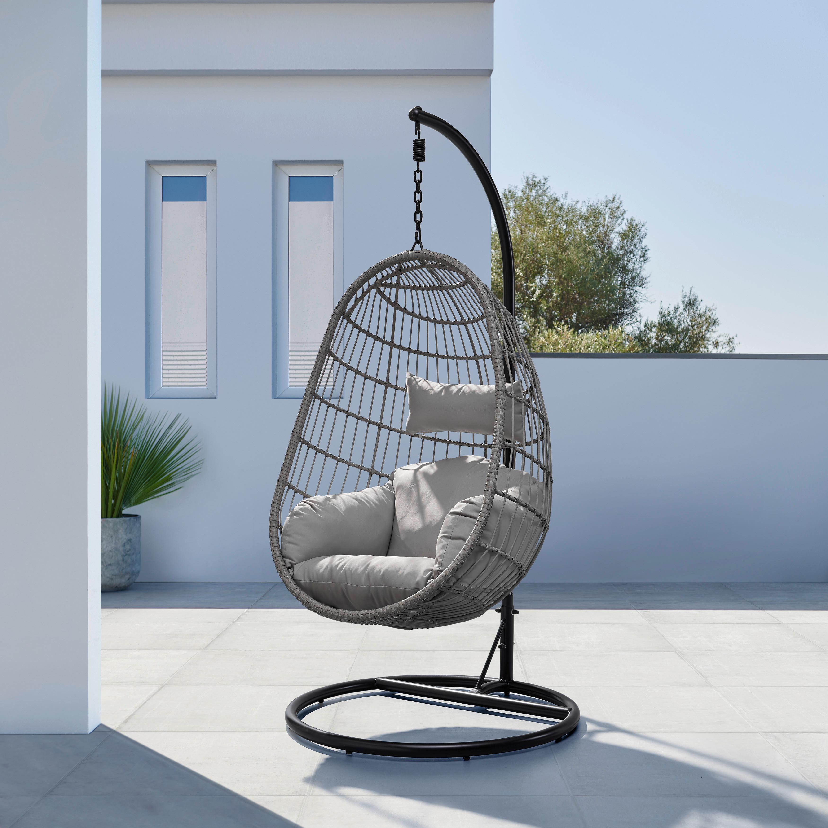 Závěsné Křeslo Sira Šedá - šedá/černá, Moderní, kov/textil (95/106/196cm) - Bessagi Garden