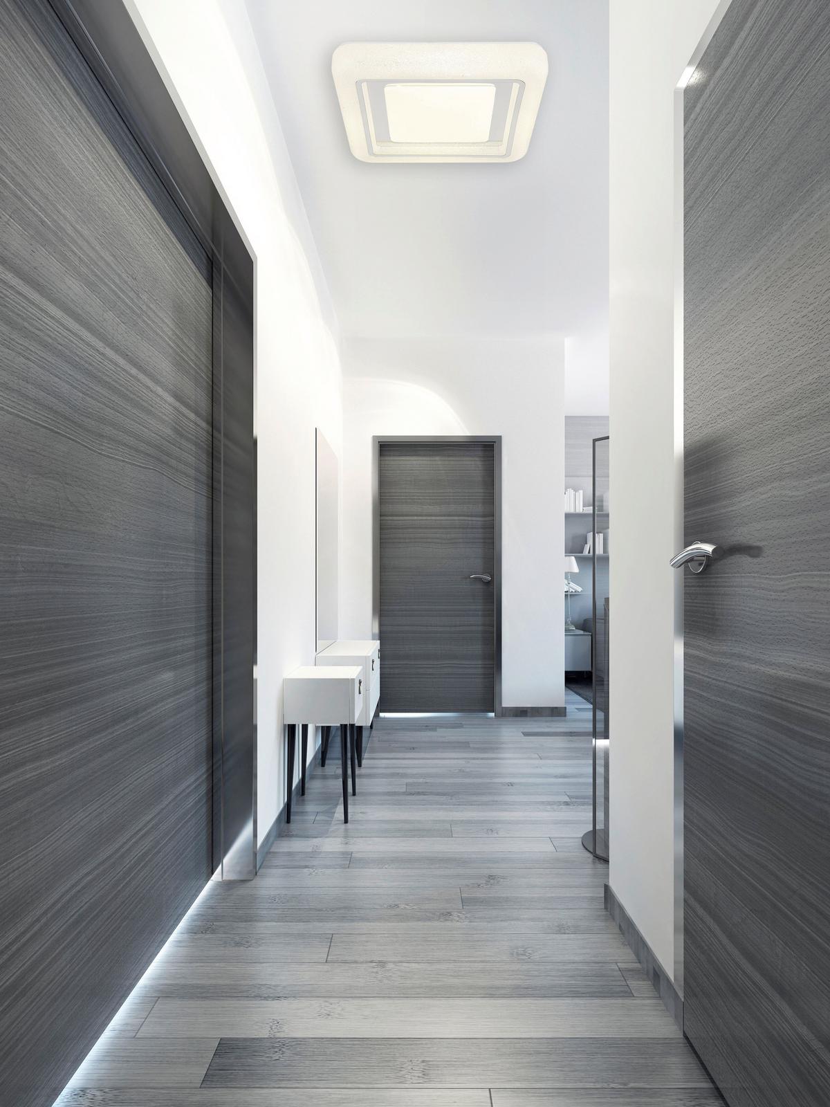 LED-DECKENLEUCHTE 48293-24Q MARCIA - Klar/Chromfarben, KONVENTIONELL, Kunststoff/Metall (38/38/7,5cm) - Globo