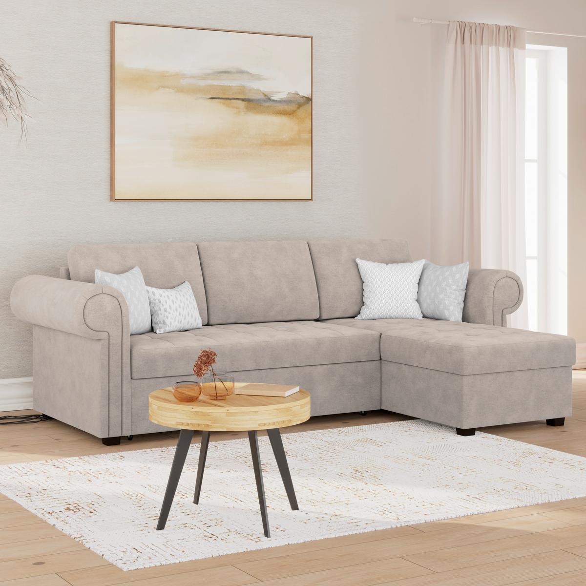 Ecksofa Oslo Taupe B: 260 Cm - Taupe, ROMANTIK / LANDHAUS, Textil (260/85/155cm) - James Wood