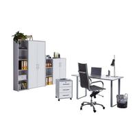 Büro Office Edition Grau/weiß - Weiß/Grau, MODERN, Holzwerkstoff/Metall - MID.YOU