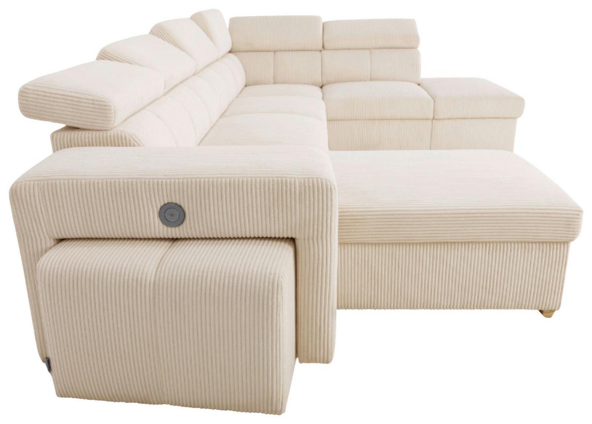 Schlafsofa mit Bettkasten Sirius XL, creme, 219x334cm - Eichefarben/Creme, KONVENTIONELL, Holz/Holzwerkstoff