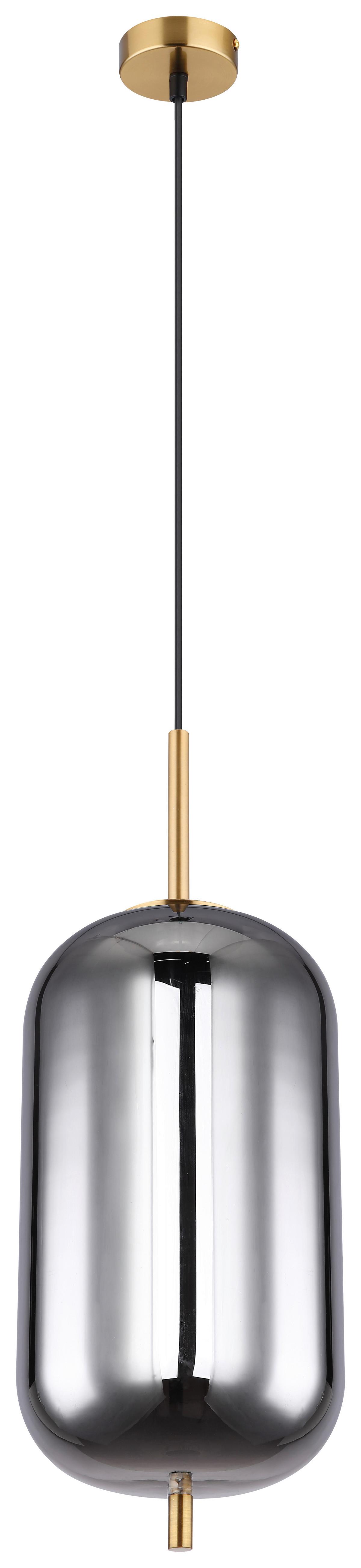 Hängeleuchte Blacky H: 120 Cm 1-Flammig, Mit Rauchglas - Messingfarben, Design, Glas/Metall (22/120cm) - Globo