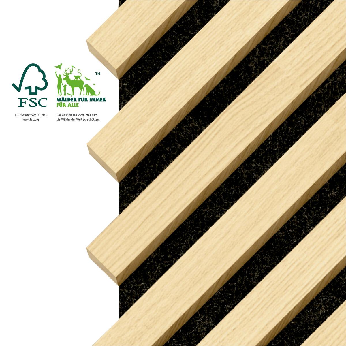 Akustikpaneel Sonido Herringbone - Hellbraun/Eichefarben, Basics, Holzwerkstoff/Kunststoff (275/52/1.8cm) - Novel