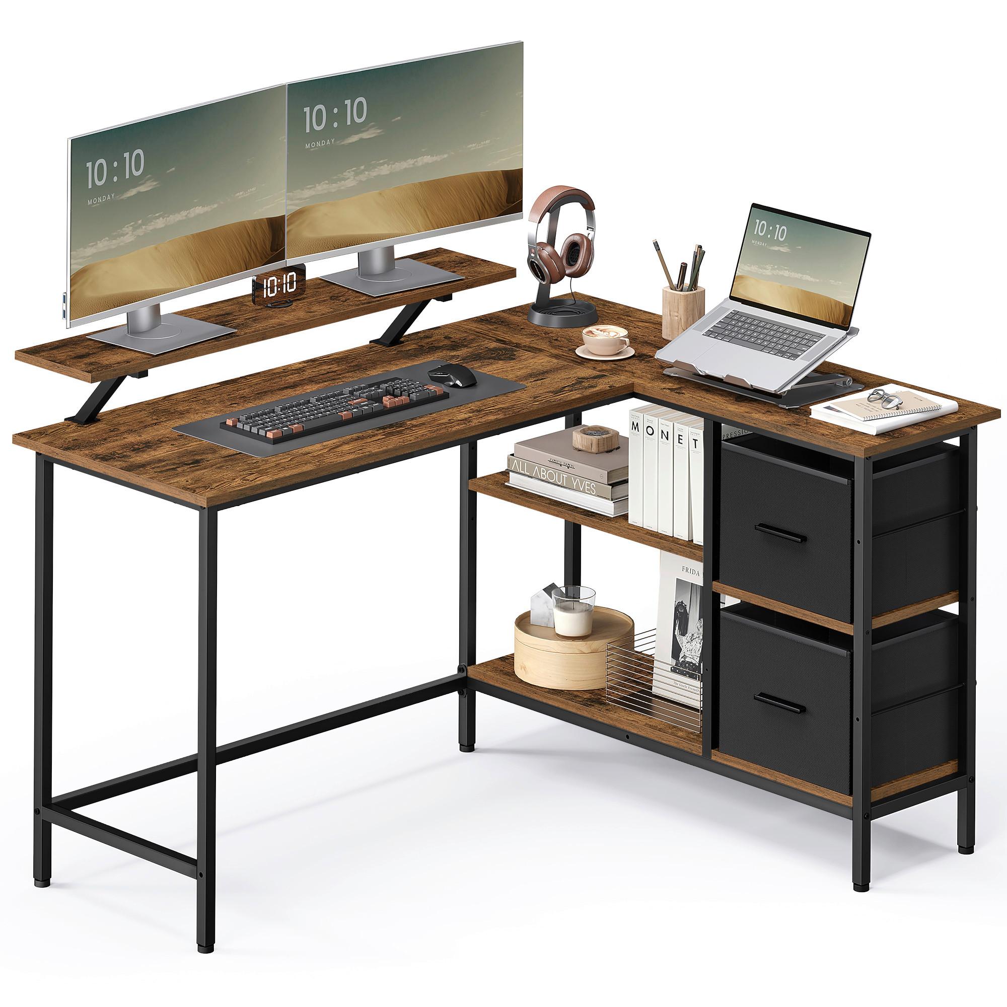 Gamingtisch Schwarz, Dunkelbraun B: 135 cm - Dunkelbraun/Schwarz, Trend, Holzwerkstoff/Metall (135/89/105cm) - MID.YOU