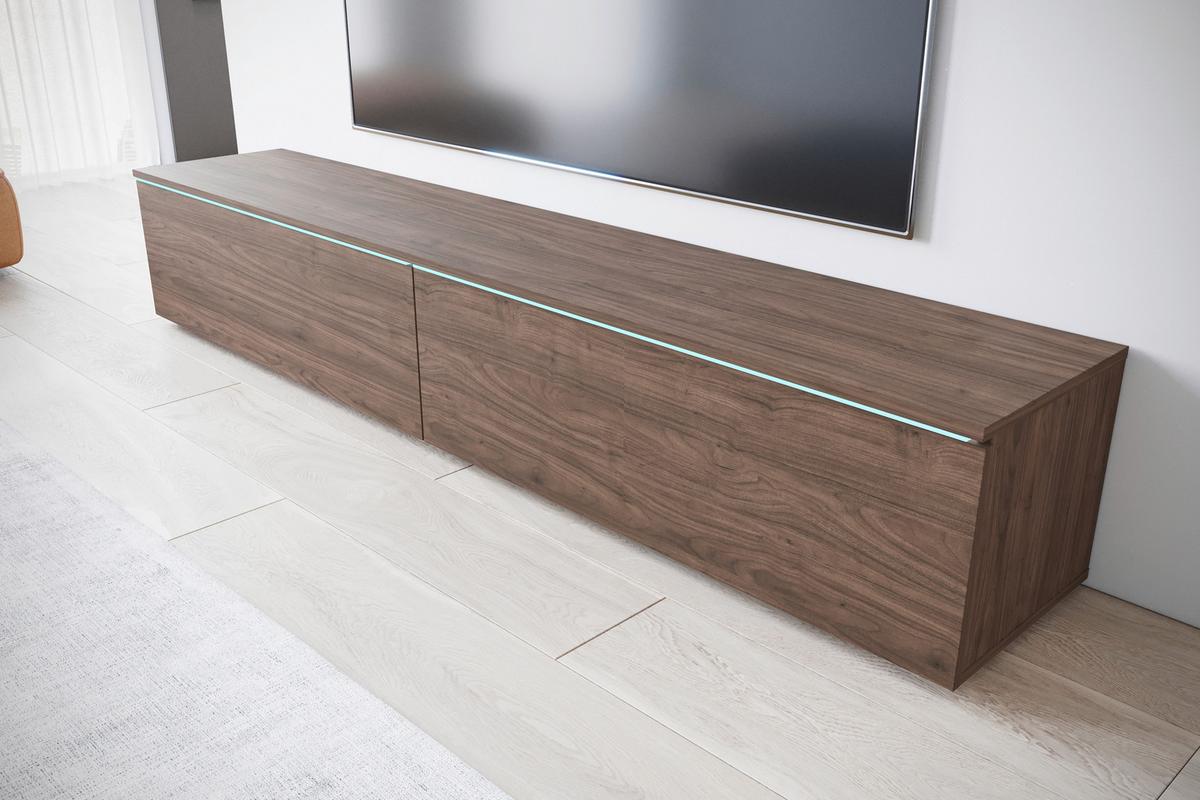 Nízka komoda, farba orecha - sivá/farba orecha, Design, kompozitné drevo/plast (180/30/33cm) - P & B