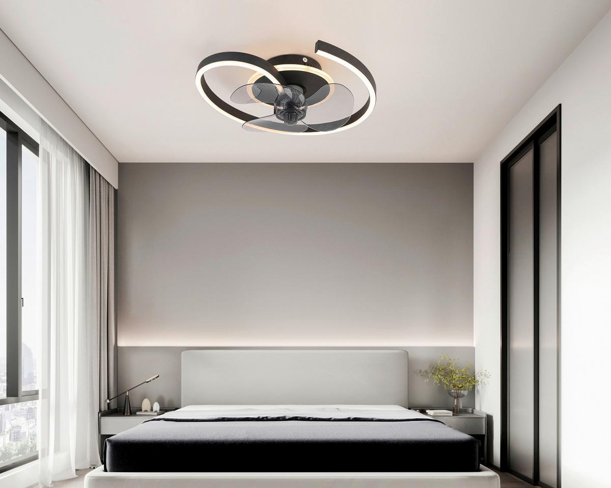 Deckenventilator Zana - Transparent/Schwarz, MODERN, Kunststoff/Metall (40/13cm) - Luca Bessoni