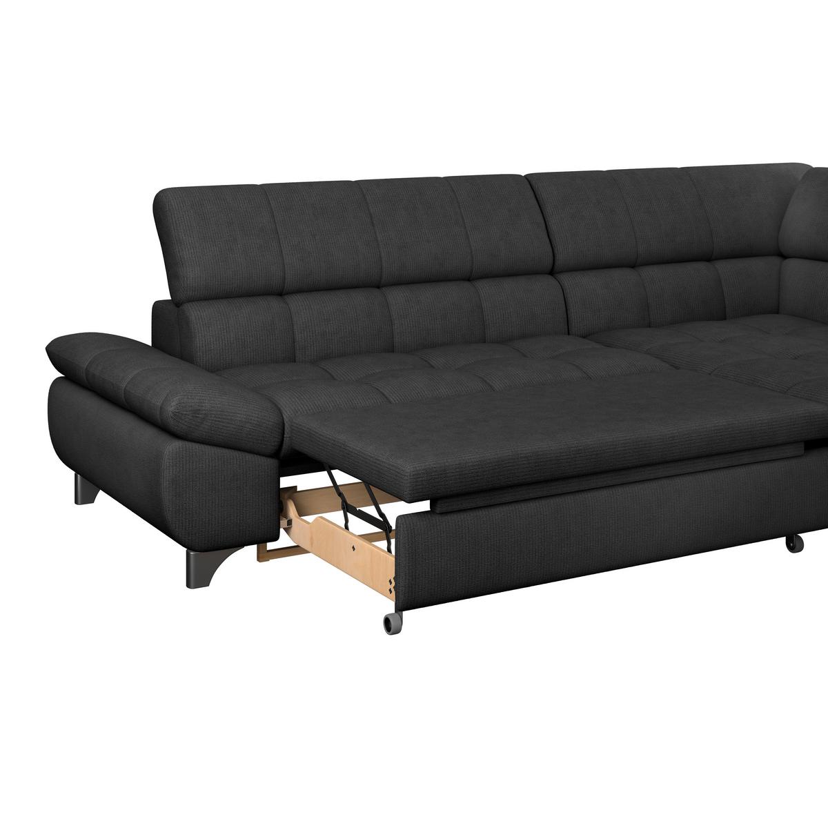Ecksofa Mit Schlaffunktion Gemini Schwarz 312x234 Cm - Chromfarben/Schwarz, KONVENTIONELL, Textil (312/234cm)