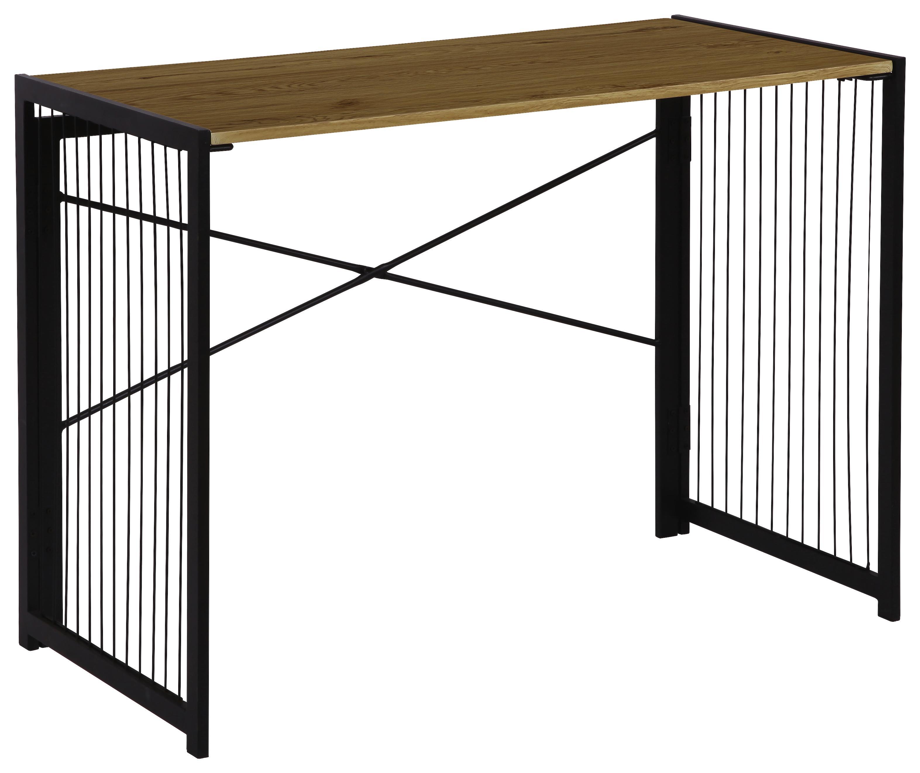 Íróasztal Klapp - Tölgyfa/Fekete, modern, Faalapú anyag/Fém (100/75/50cm)