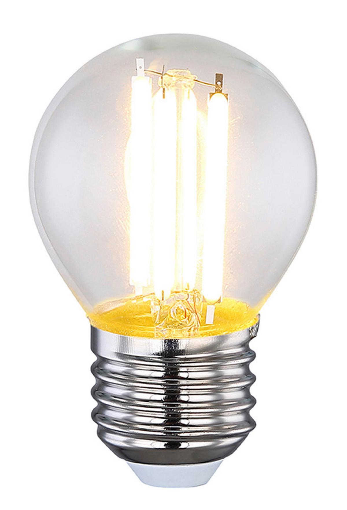 LED žiarovka E27, 6W, 230V - číra, sklo (4,5/7,2cm)