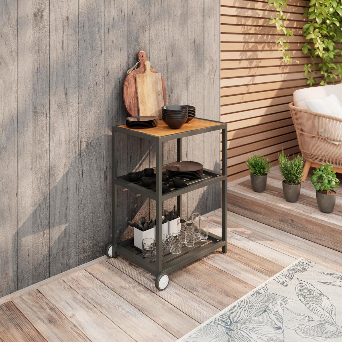 VENKOVNÍ KUCHYNĚ LEVI 1 - přírodní barvy/antracitová, Moderní, kov/plast (67cm)