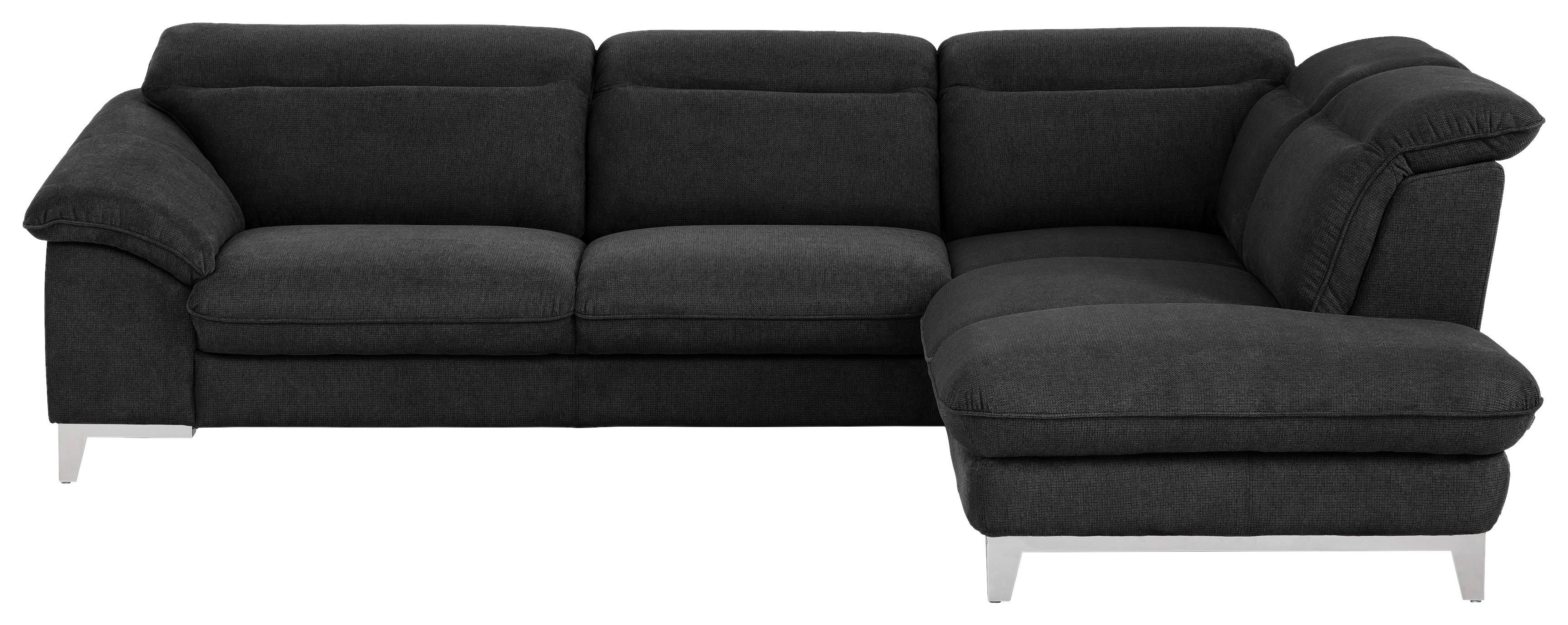 Ecksofa Mit Schlaffunktion Teresa Schwarz - Chromfarben/Schwarz, Design, Textil (293/232cm) - Livetastic