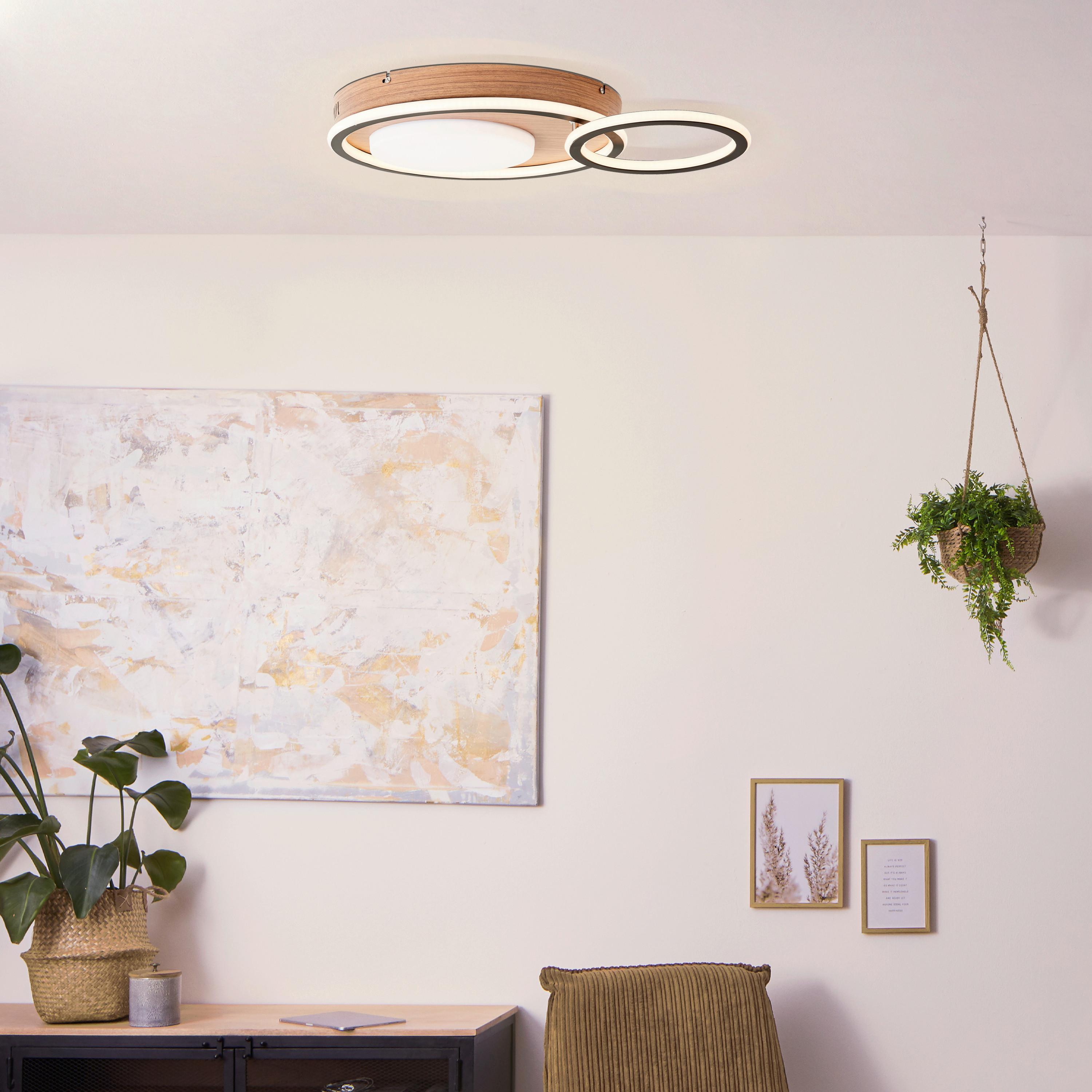 LED-Deckenleuchte Karney L: 57 cm Mit 3 Helligkeitsstufen - Schwarz/Braun, Design, Kunststoff/Metall (39,4/57/8cm) - Brilliant