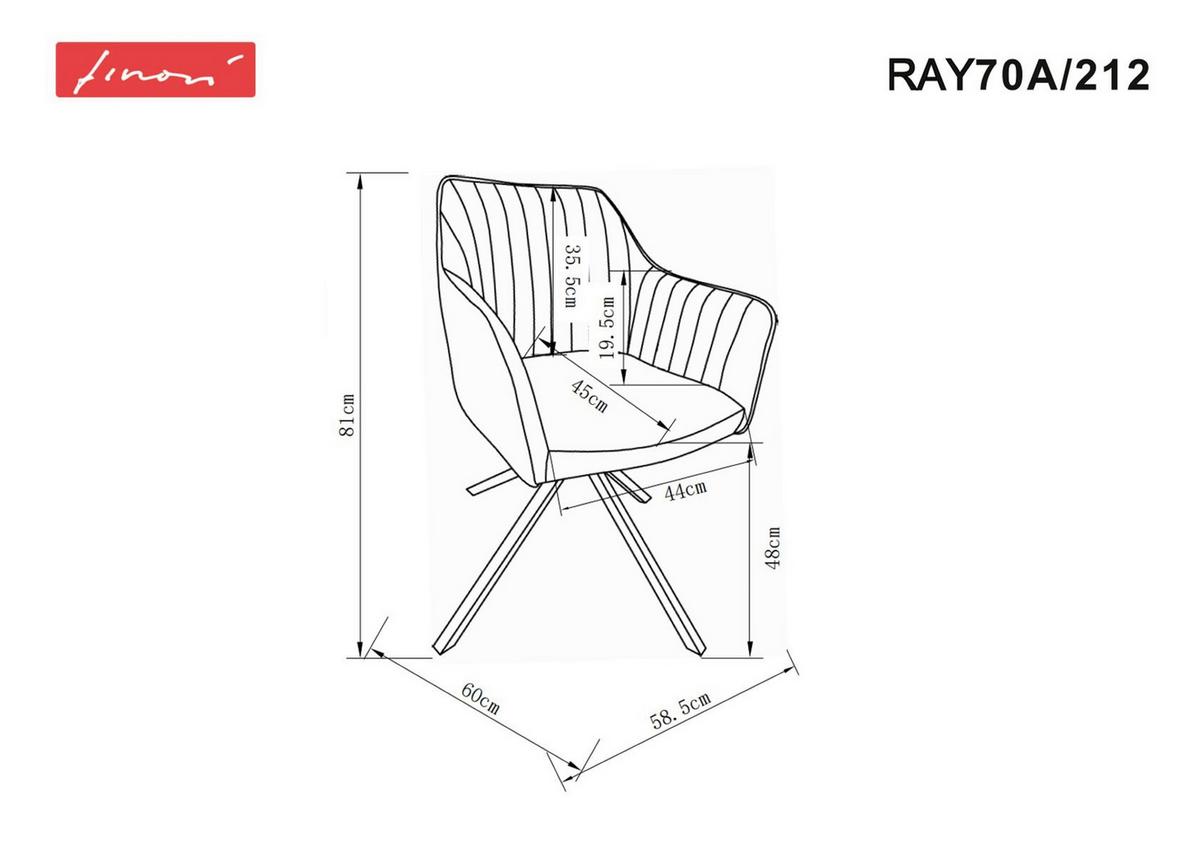 Armlehnstuhl Ray Beige drehbare Sitzfläche - Eichefarben/Beige, KONVENTIONELL, Textil/Metall (58,5/81/60cm) - MID.YOU
