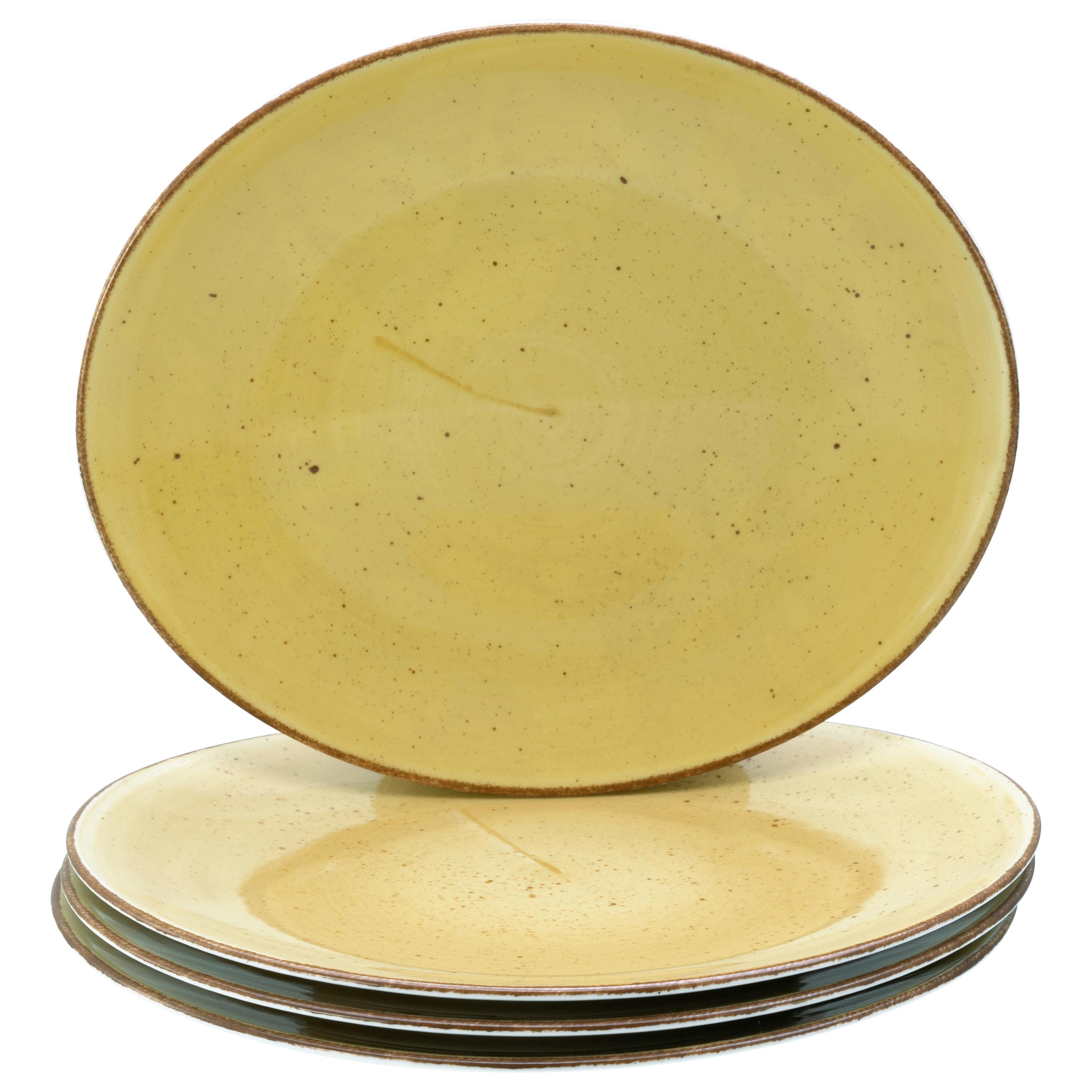 Steaktellerset Keramik, Gelb - Currygelb, Basics, Keramik - Creatable