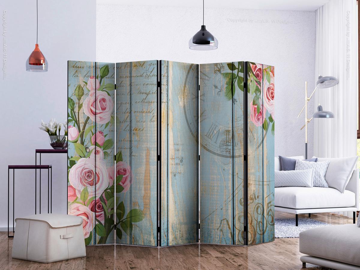Paravent Pink Pastellblau B: 225 cm - Pink/Pastellblau, Basics, Holz/Kunststoff (225/172/3cm) - artgeist
