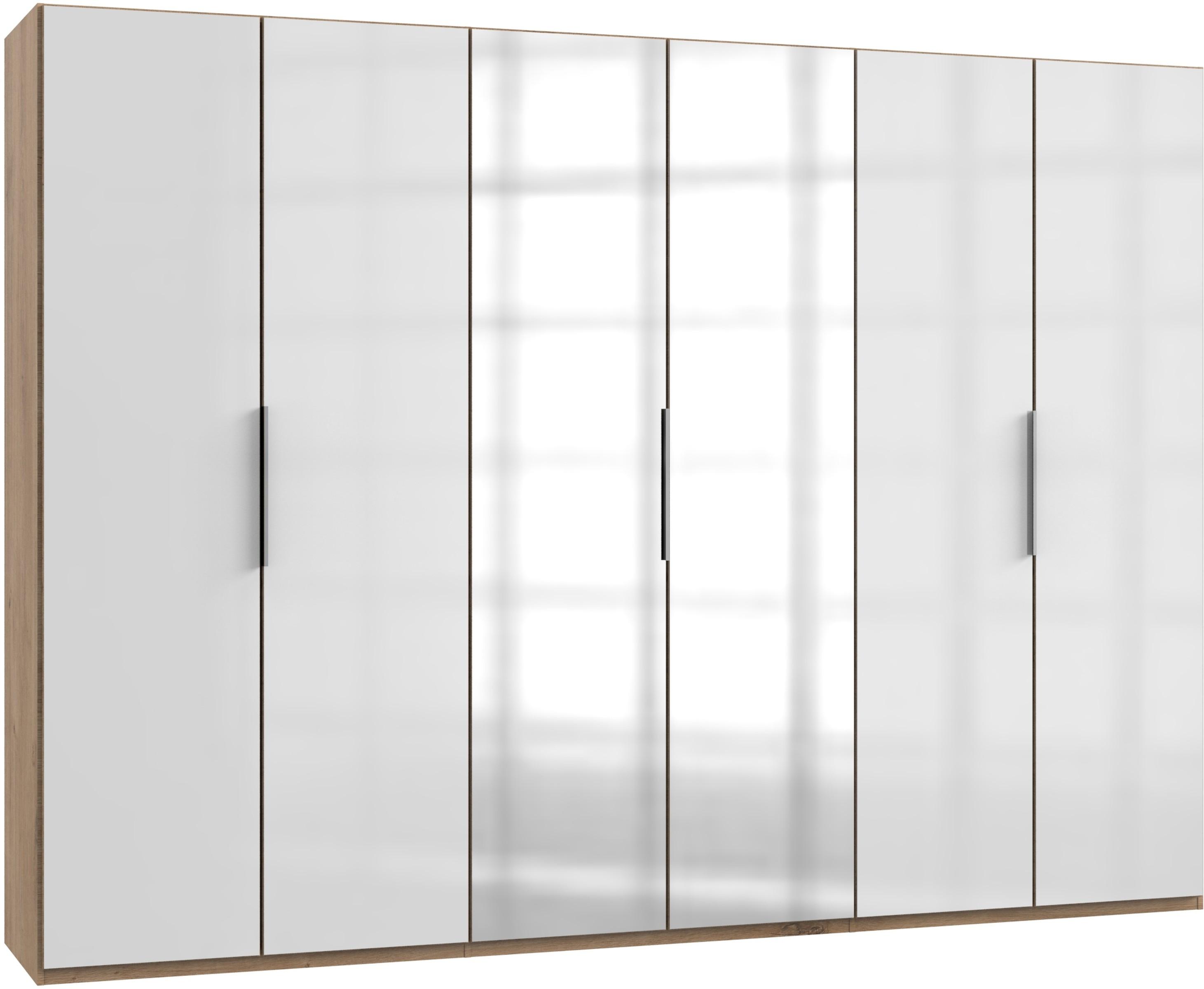 Drehtürenschrank 300cm Level, Weiß/eiche Dekor - Eichefarben/Weiß, MODERN, Glas/Holzwerkstoff (300/216/58cm) - MID.YOU