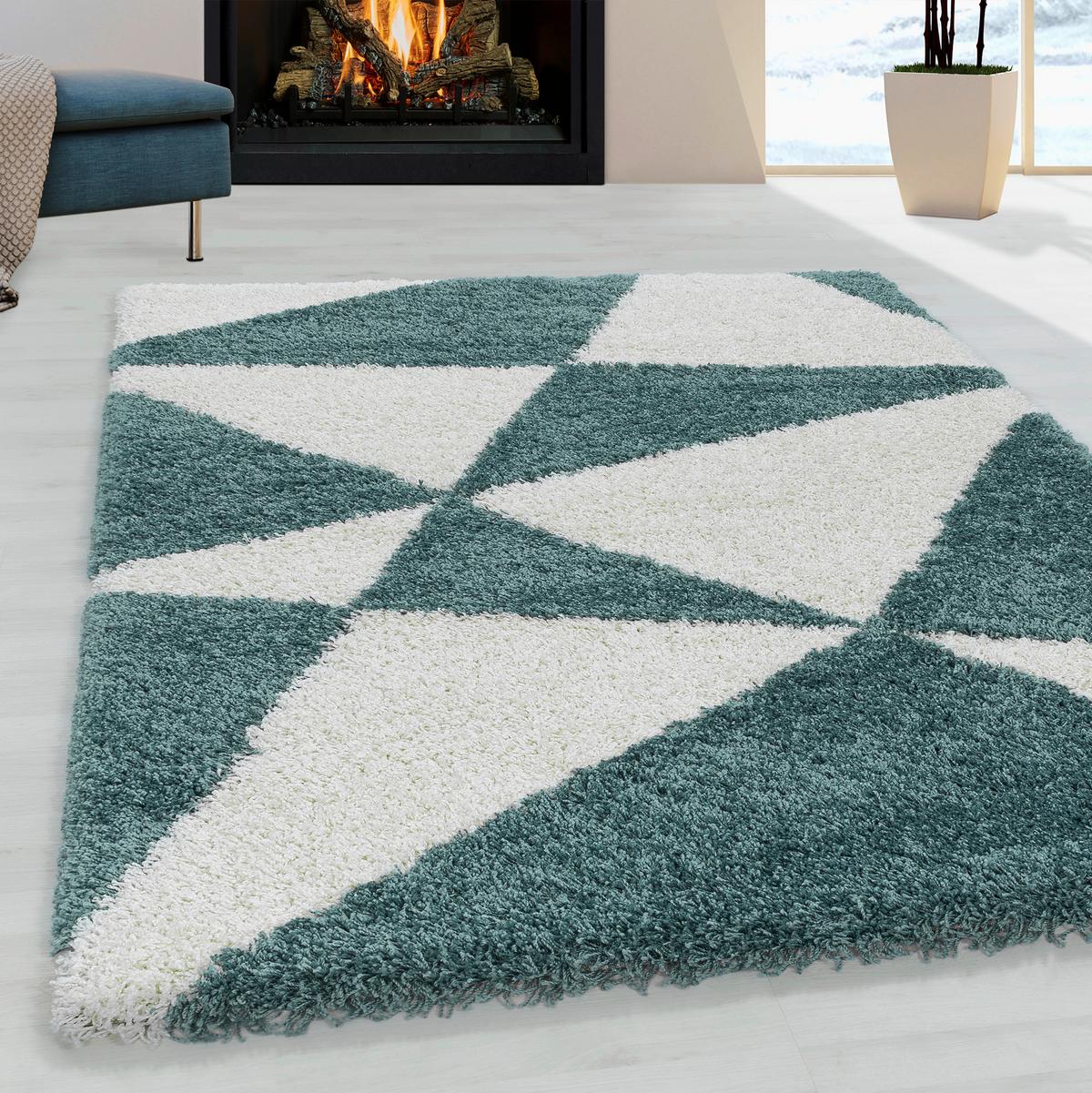 Hochflor Teppich Blau Naturfaser Tango 280x370 cm - Blau, Design, Textil (280/370cm)