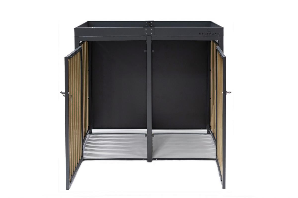 Mülltonnenbox Mülltonnenbox 2-Fach 240 Liter - Anthrazit/Naturfarben, Basics, Metall (84/125/134cm)