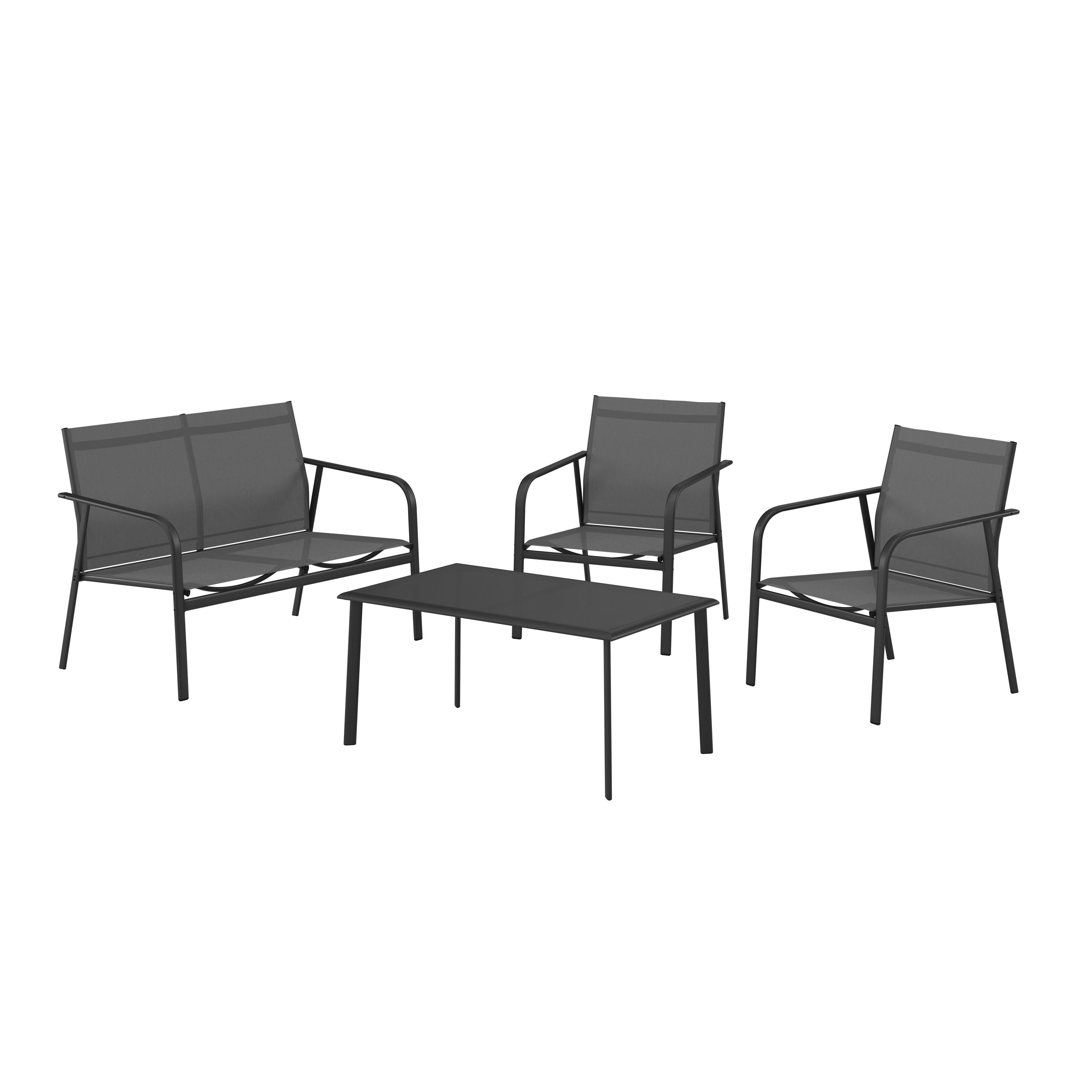 Loungegarnitur Helsinki - Dunkelgrau/Grau, MODERN, Glas/Textil - Luca Bessoni