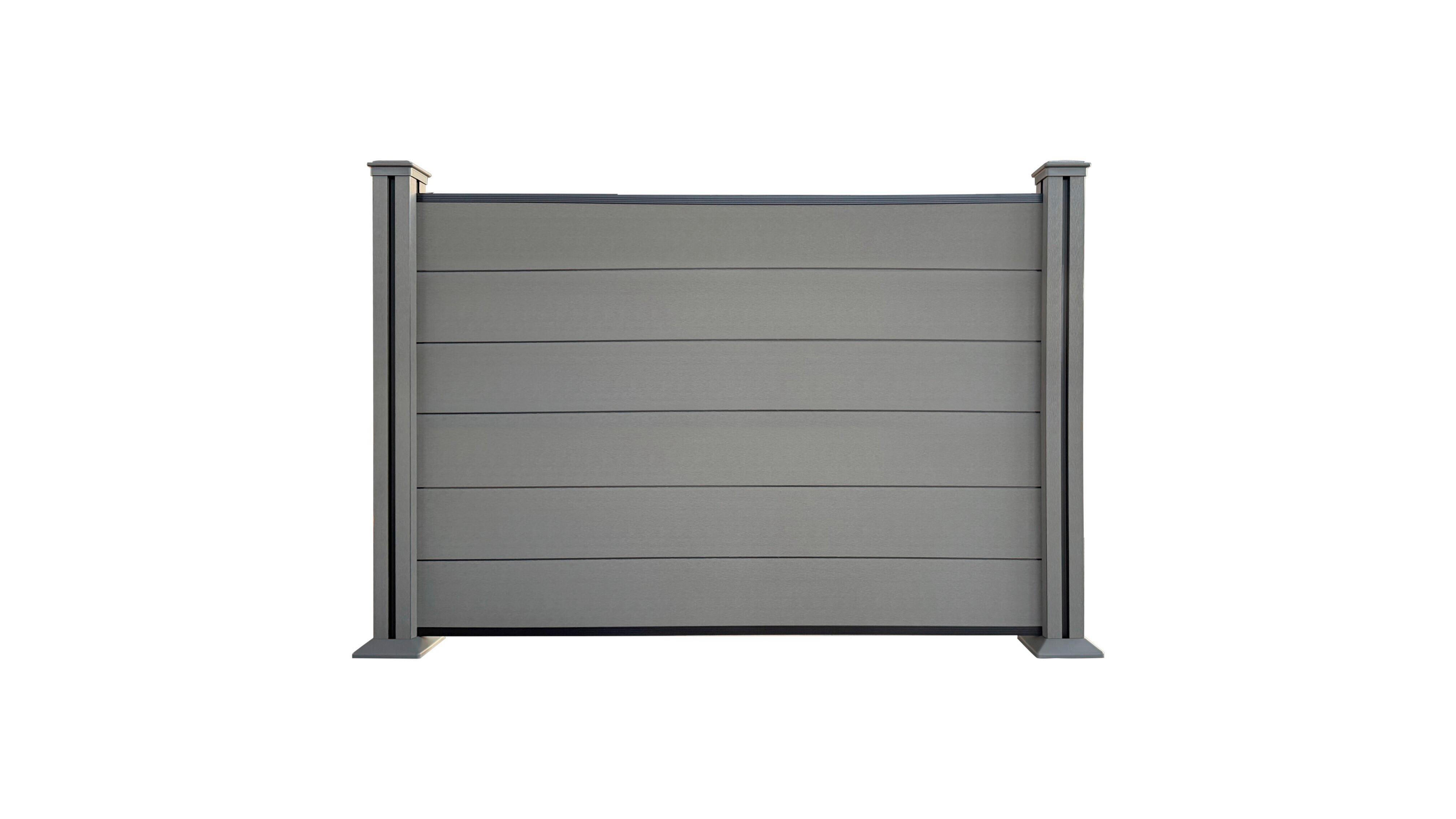 WPC Sichtschutz "Valla", 1 Element + 2 Pfosten - Schwarz, Basics, Kunststoff (190/10/130cm)