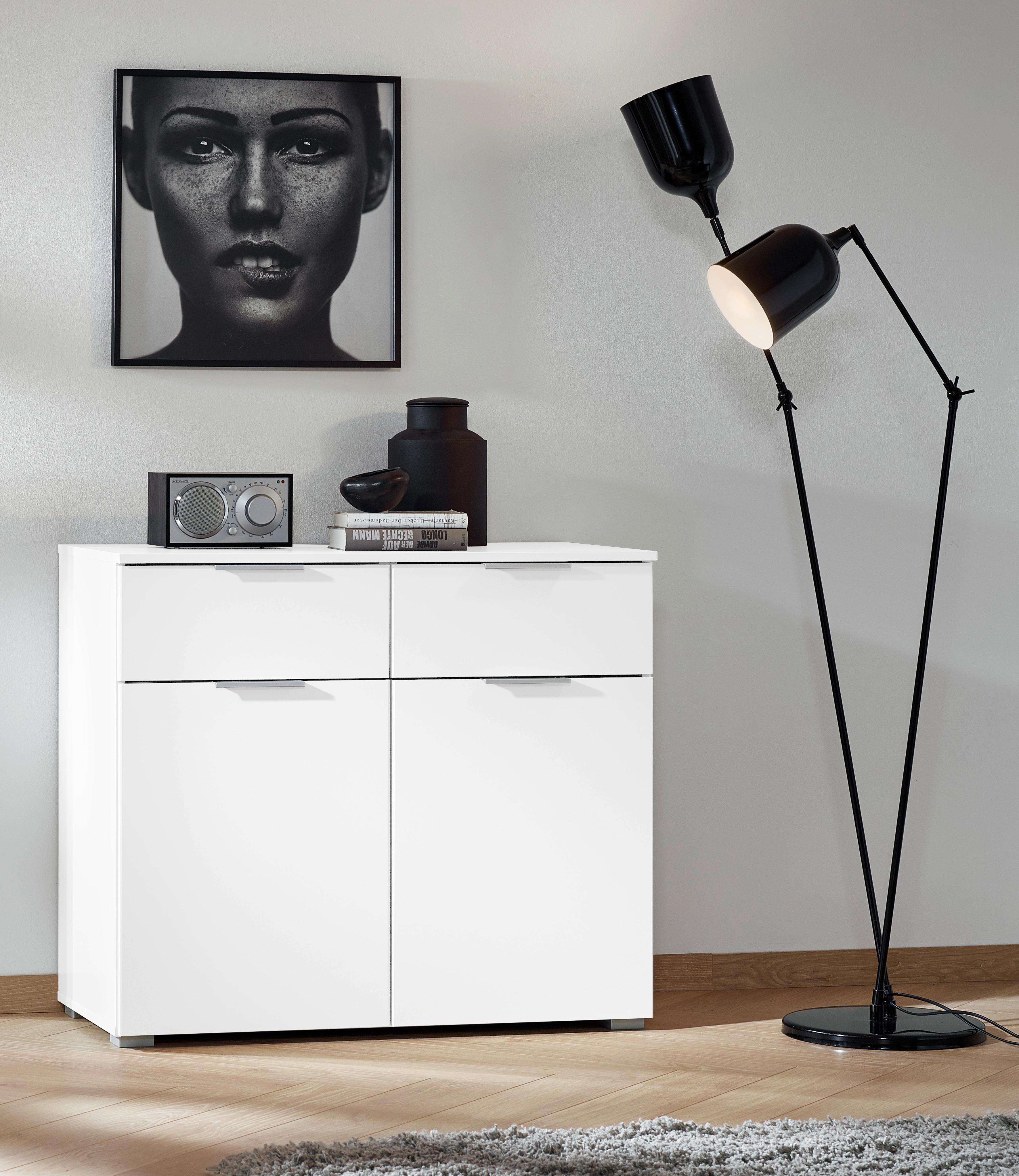 Kommode Alabama, Weiß B: 80 Cm - Alufarben/Weiß, MODERN, Holzwerkstoff (80/81/42cm) - Rauch Möbel