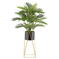 Kunstpflanze Palmen 110 cm Grün/Braun/Schwarz/Goldfarben - Goldfarben/Schwarz, Design, Kunststoff/Metall (110cm)