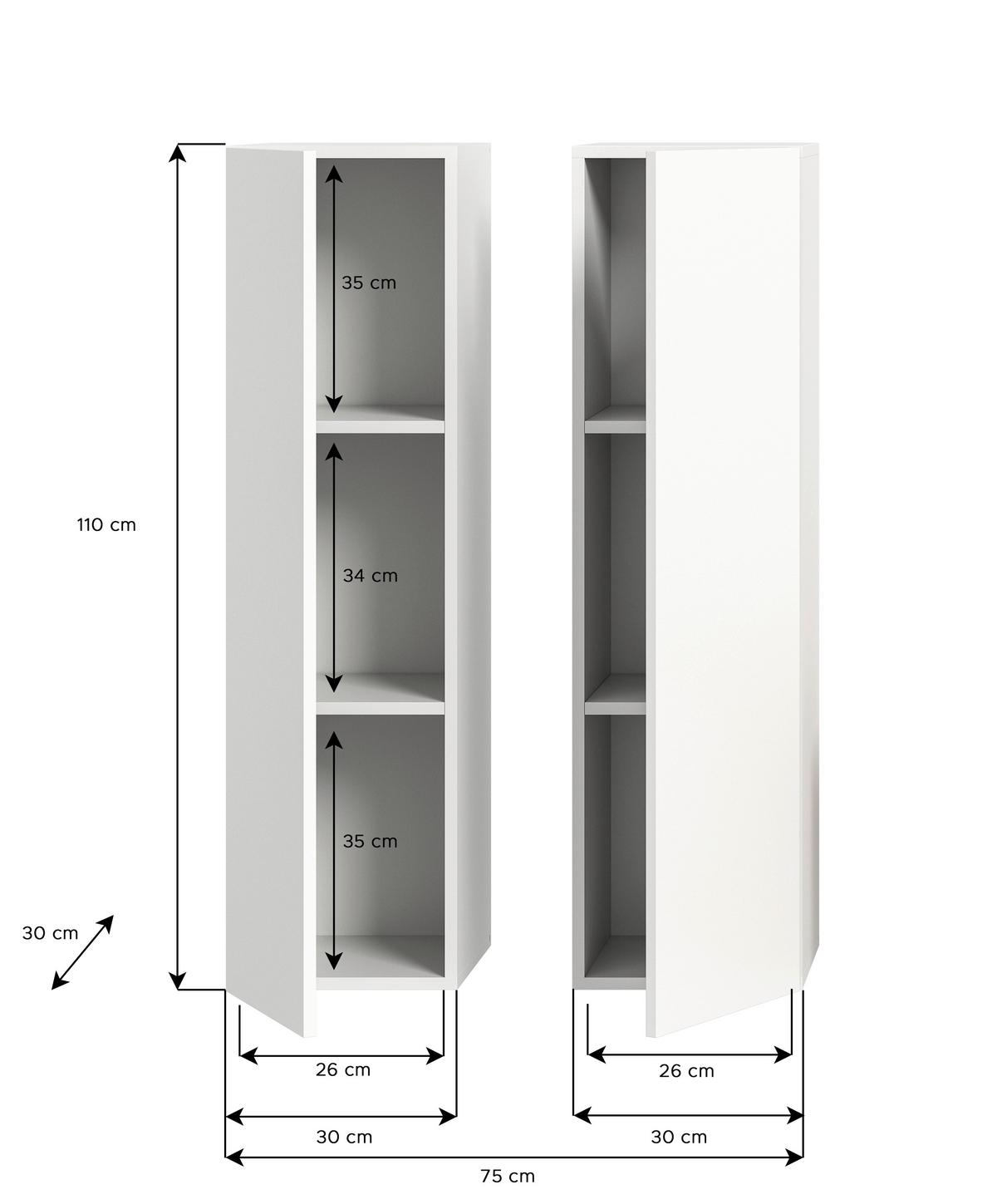 Hängeschrank Tango Weiß B: 110 Cm - Weiß, Design, Holzwerkstoff (110/75/30cm) - MID.YOU