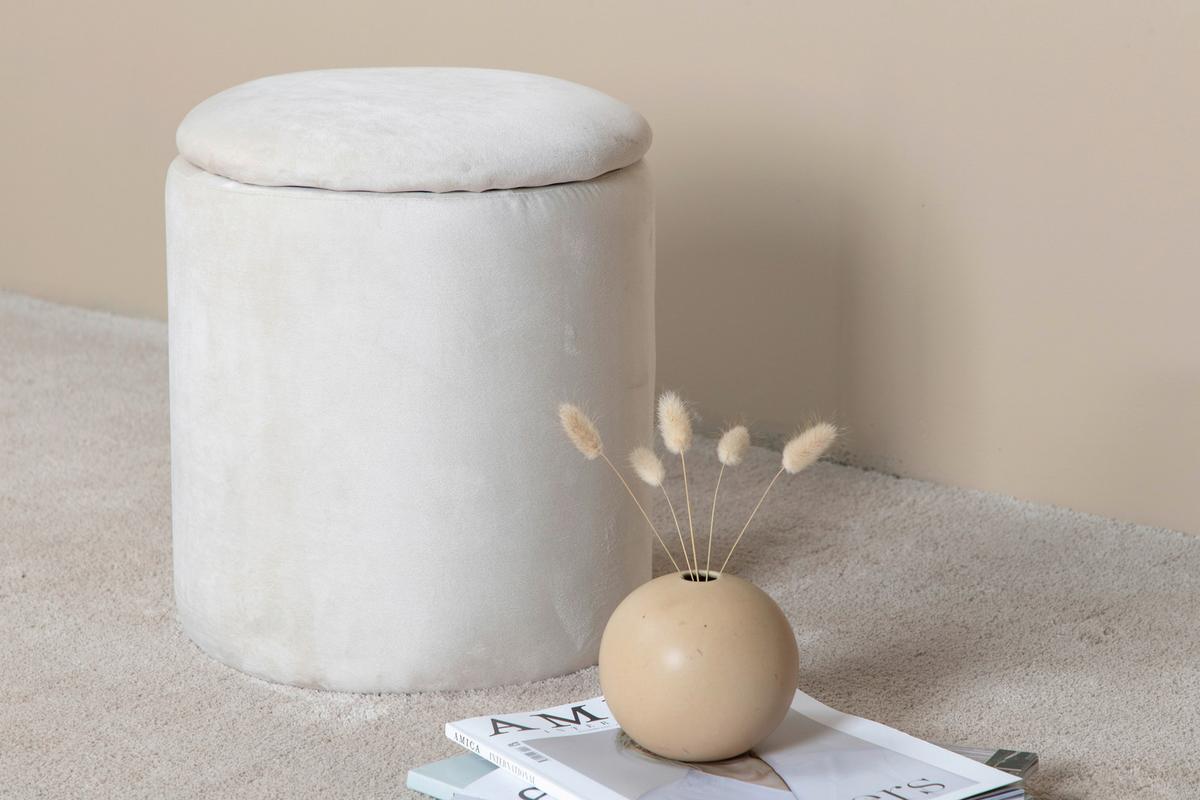 Pouf Limpen - Creme, Design, Textil (32/40/32cm) - Livetastic