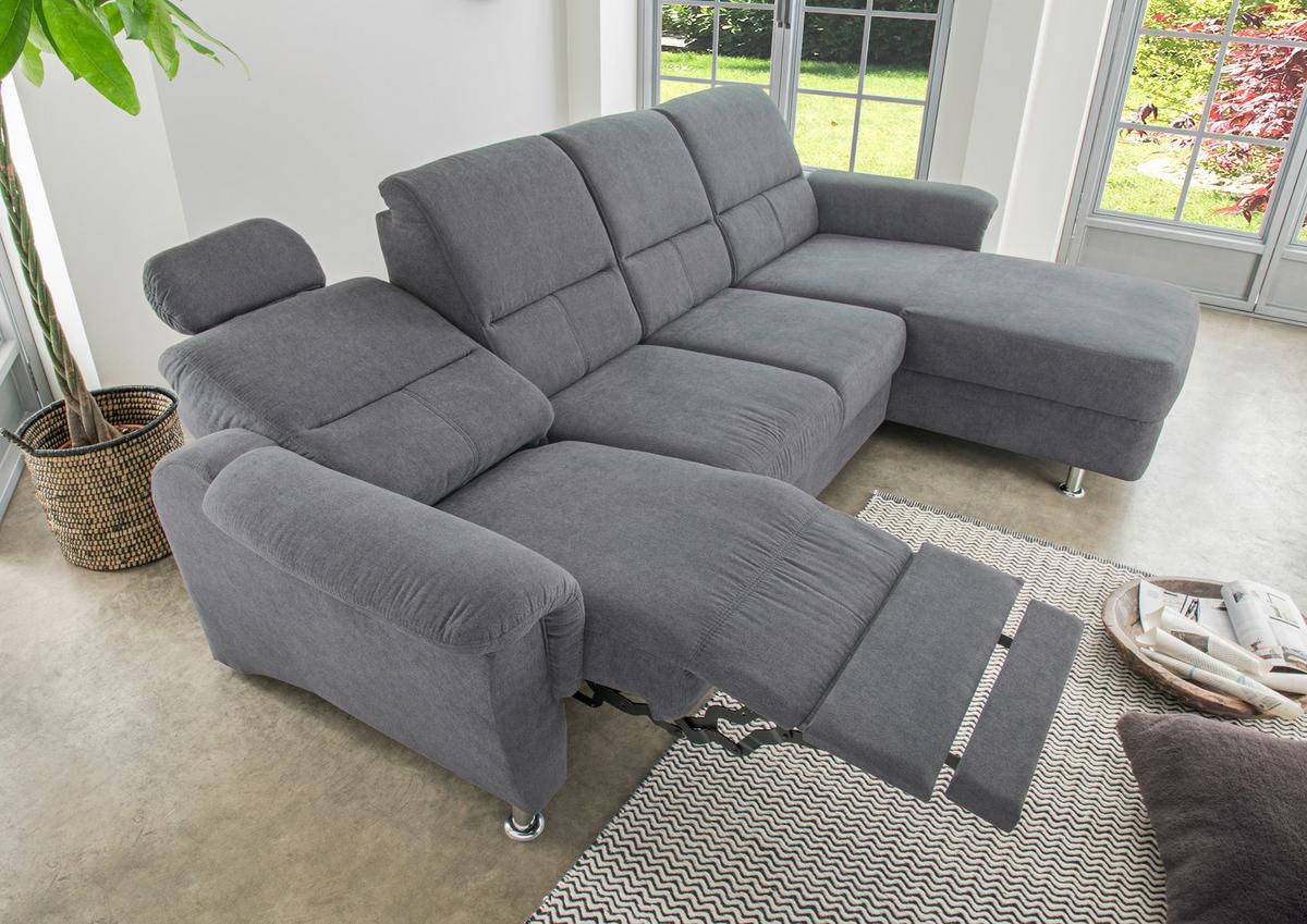 Ecksofa Parole Anthrazit S:292/165 cm - Chromfarben/Anthrazit, KONVENTIONELL, Textil (292/165cm) - Livetastic
