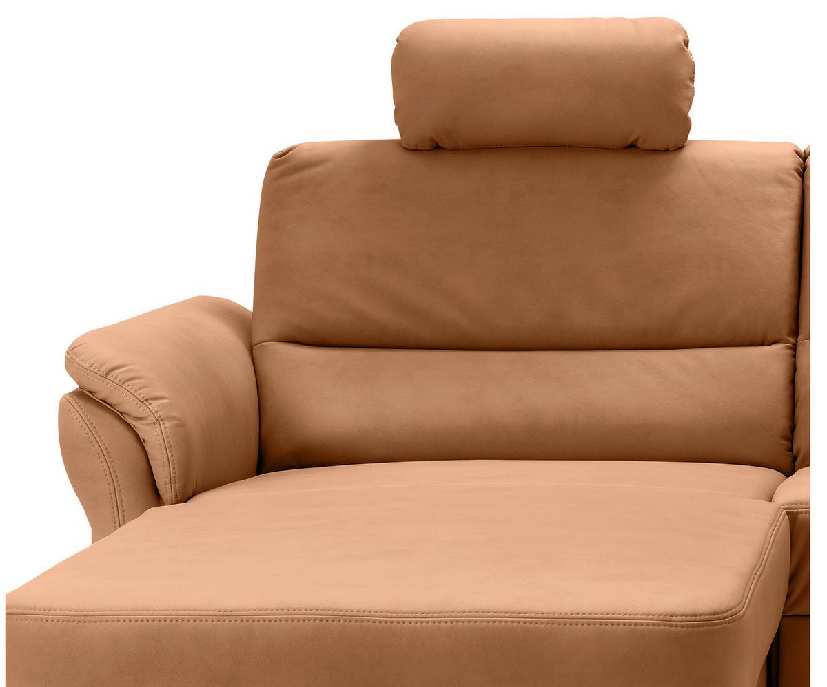 Ecksofa Cavoli, Cognac S: 176x279 cm - Cognac/Schwarz, MODERN, Textil (176/279cm) - Livetastic