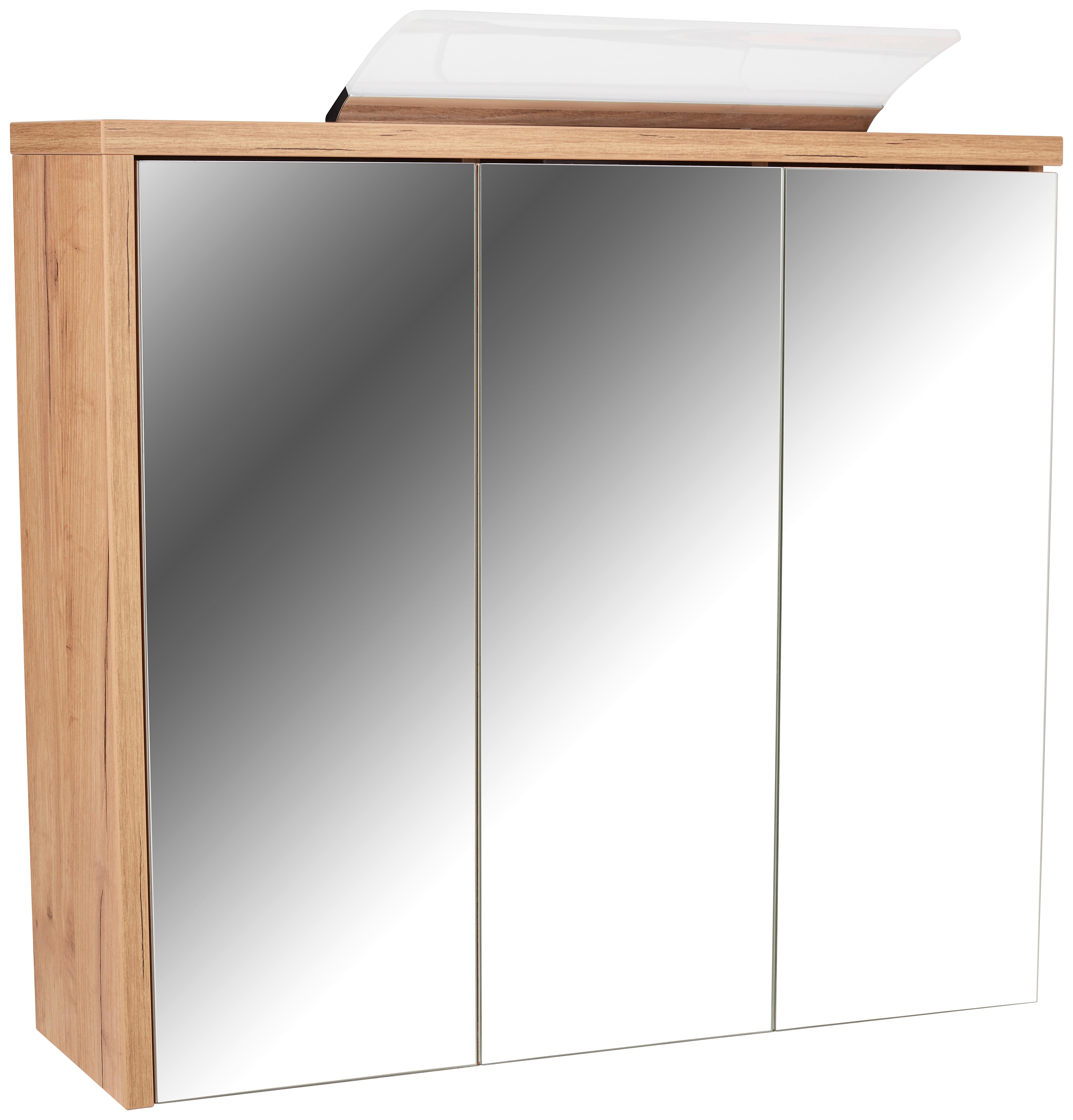Spiegelschrank Opus Mit Led 3-Türig BxHxT: 90x71x18 - Eichefarben, MODERN, Holzwerkstoff (90/71/18cm)
