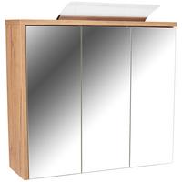 Spiegelschrank Opus Mit Led 3-Türig BxHxT: 90x71x18 - Eichefarben, MODERN, Holzwerkstoff (90/71/18cm)