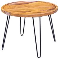 Couchtisch Holz mit Massiver Tischplatte, Sheesham - Sheeshamfarben/Schwarz, MODERN, Holz/Metall (60/60/45cm) - MID.YOU