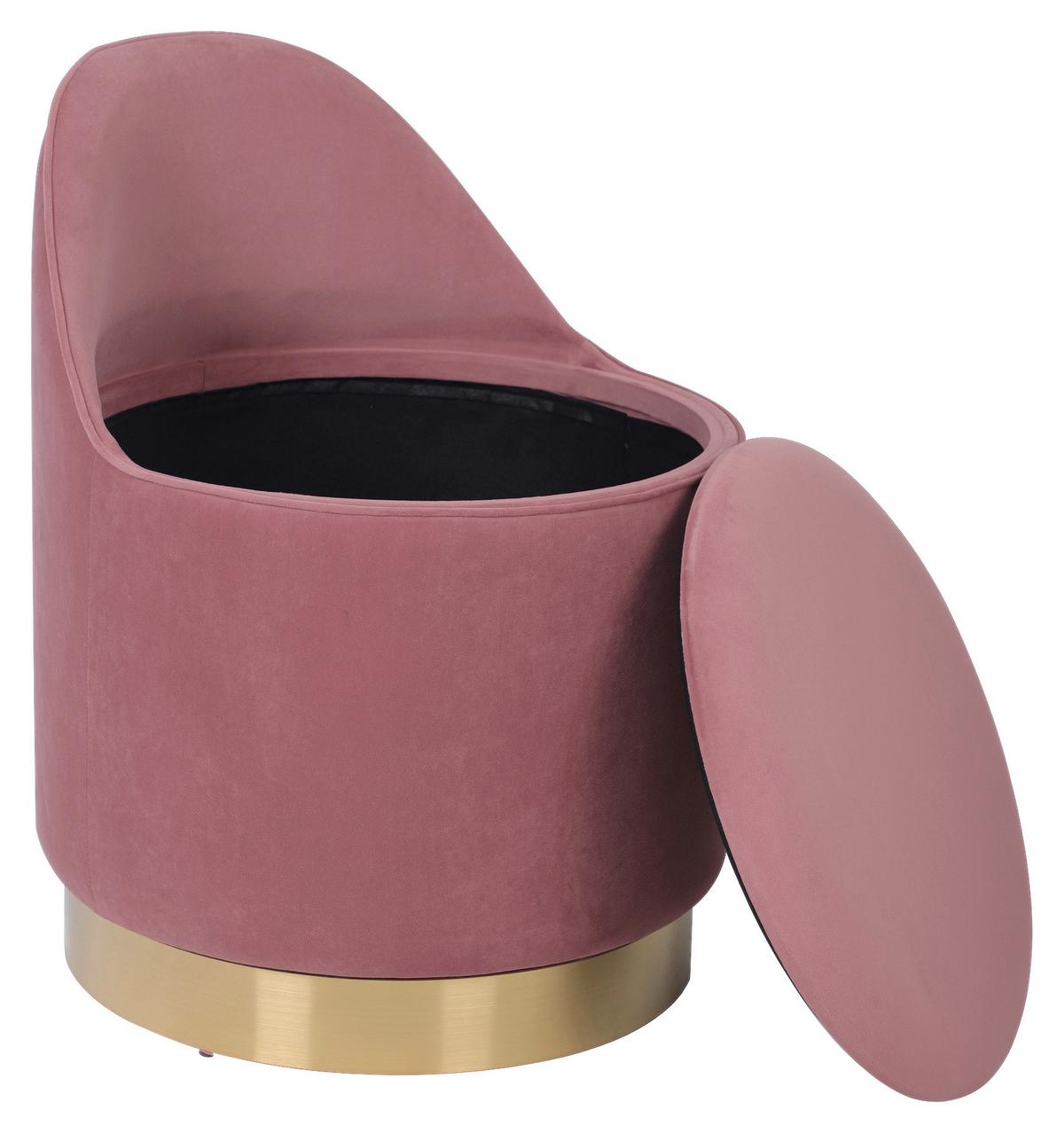 Drehhocker Viktor 125 Altrosa D: 52 cm - Goldfarben/Altrosa, Design, Textil/Metall (52/68cm) - Kayoom