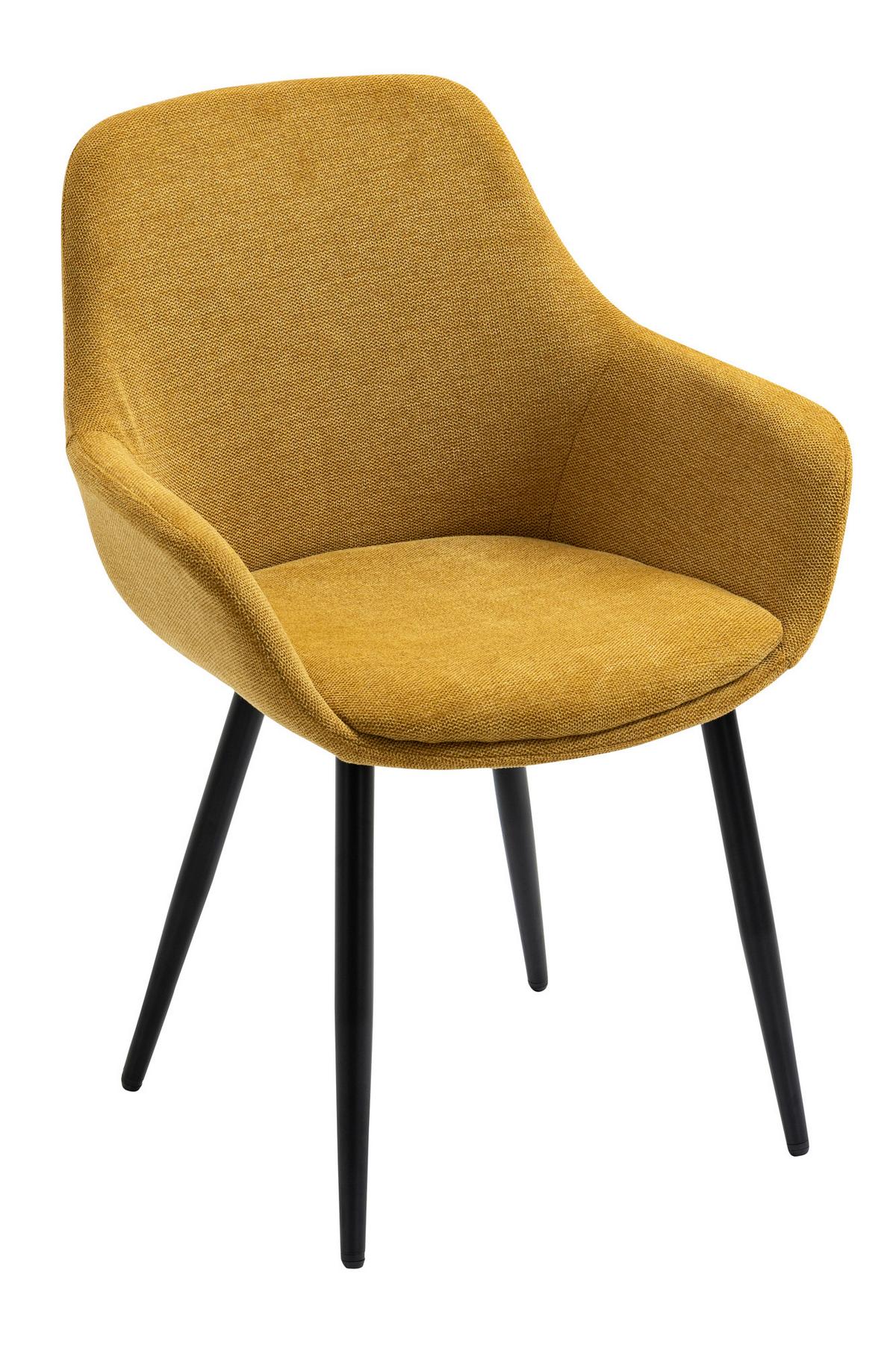 Tischgruppe Gelb/Cognac L: 180 cm - Cognac/Gelb, MODERN, Holz/Textil (180/90/77cm) - Livetastic