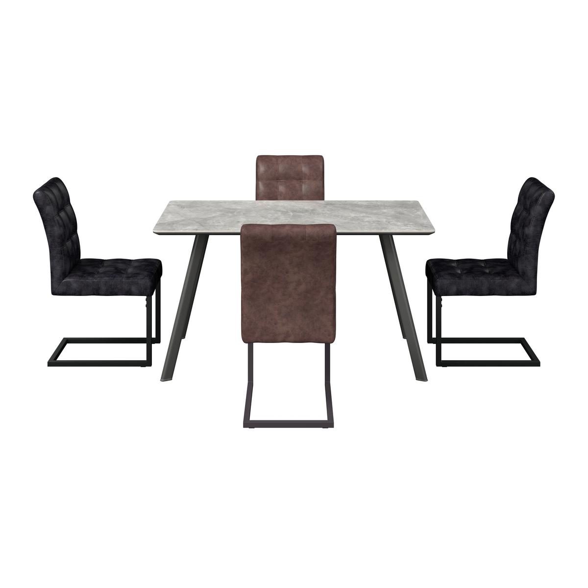 Esstisch George Mdf Grau Dekor, B: 120cm - Schwarz/Grau, Trend, Keramik/Holzwerkstoff (120/76/80cm)