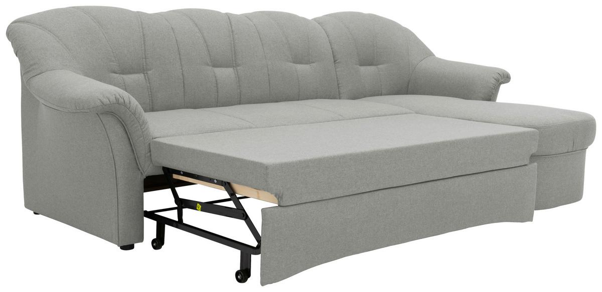 Ecksofa Mit Schlaffunktion Papenburg Silberfarben - Silberfarben/Schwarz, KONVENTIONELL, Textil (233/142cm) - MID.YOU