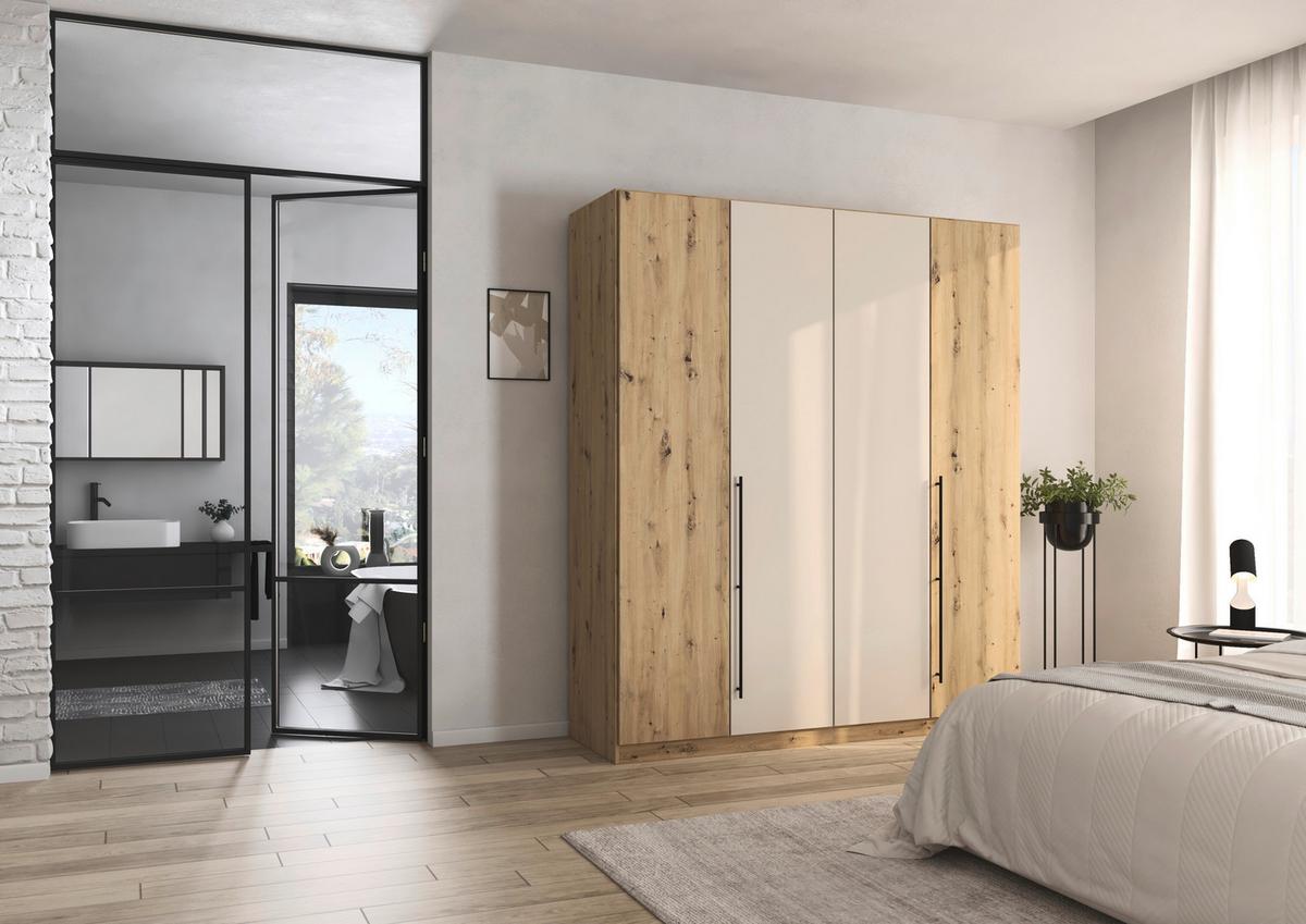 Kleiderschrank Safari B: 181 cm - Champagner/Eiche Artisan, KONVENTIONELL, Holzwerkstoff (181/210/54cm)