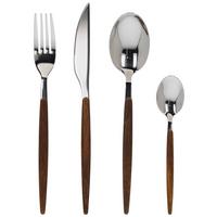Besteckset Antony 24--Teilig. mit Holzgriff - Edelstahlfarben, Basics, Metall - Tognana
