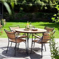 Gartenmöbel Set 5-Tlg Ellen Teakholz - Anthrazit/Naturfarben, Natur, Holz - Gardenson