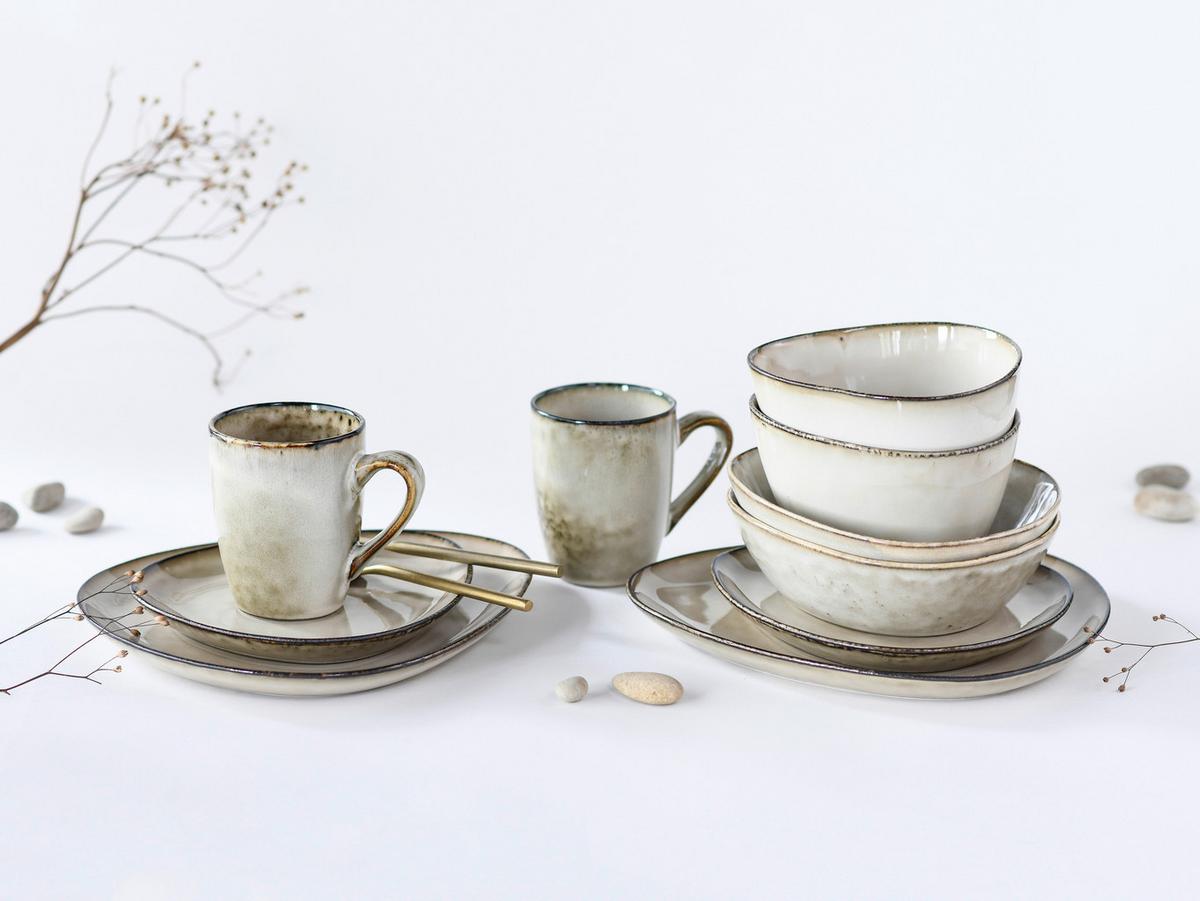 Kombiservice Cloudy Sand 2 Personen Geschirr Set - Sandfarben, Trend, Keramik (34/29,5/36cm) - Creatable