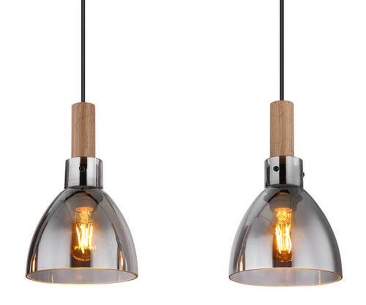 Hängeleuchte 15550-3h - Schwarz, Design, Glas/Holzwerkstoff (97/16/120cm) - Globo