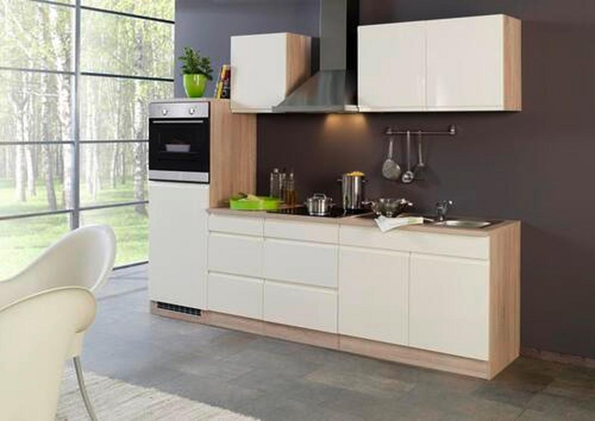 Küchenzeile Cardiff mit Geräten 270 cm Creme/Sonoma Eiche - Eichefarben/Creme, Basics, Holzwerkstoff (270cm) - Held
