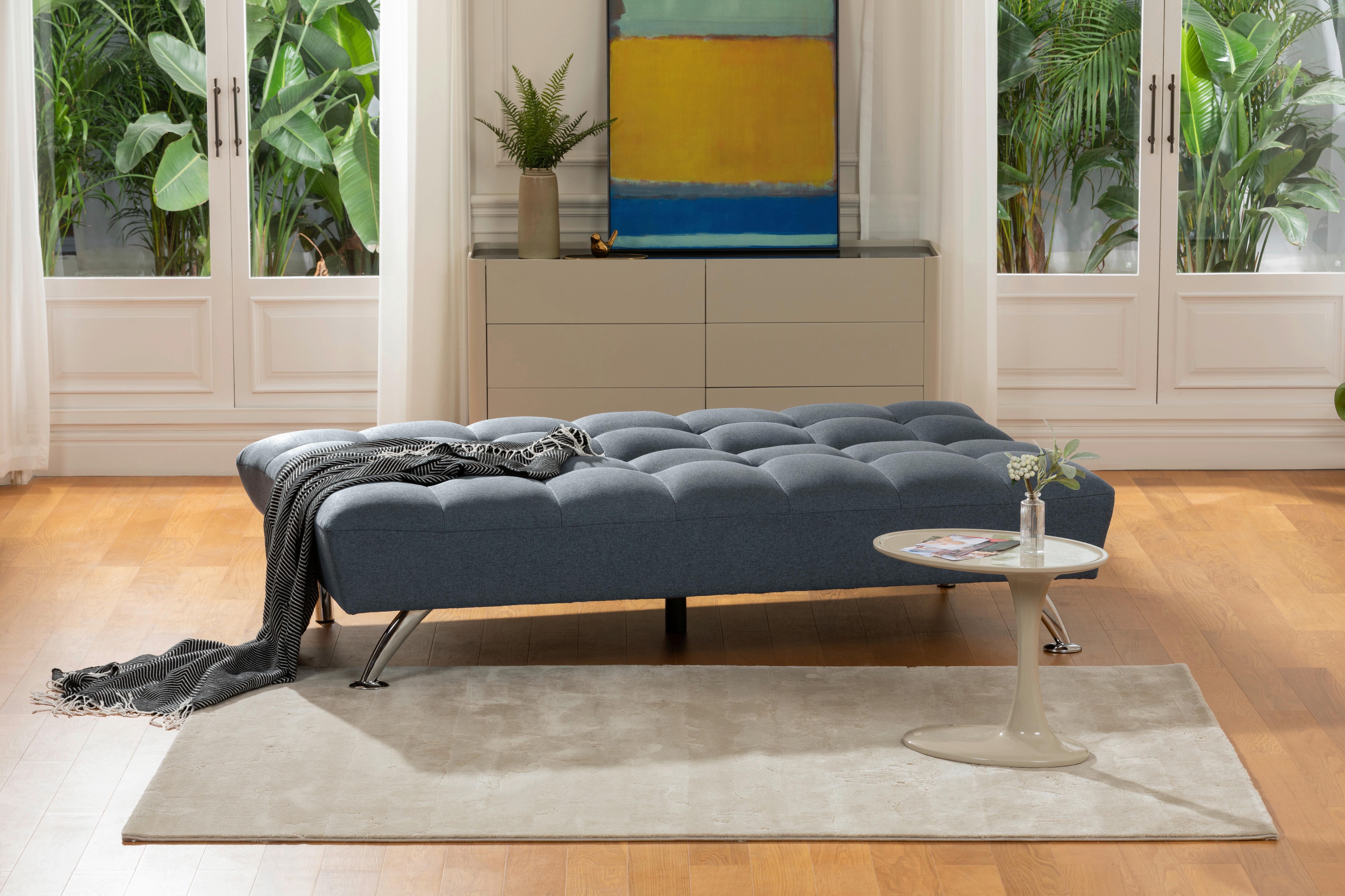 3-sitzer-sofa Mit Schlaffunktion Edis B: 195 Cm - Blau/Silberfarben, Basics, Textil (195/90/98cm) - MID.YOU