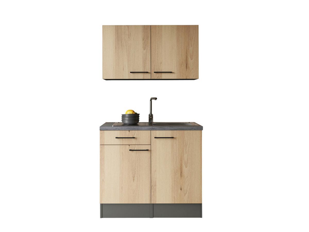 MINIKÜCHE Oliver, Grau Artisan B: 100 cm - Eiche Artisan/Grau, Trend, Holzwerkstoff (100cm) - Respekta