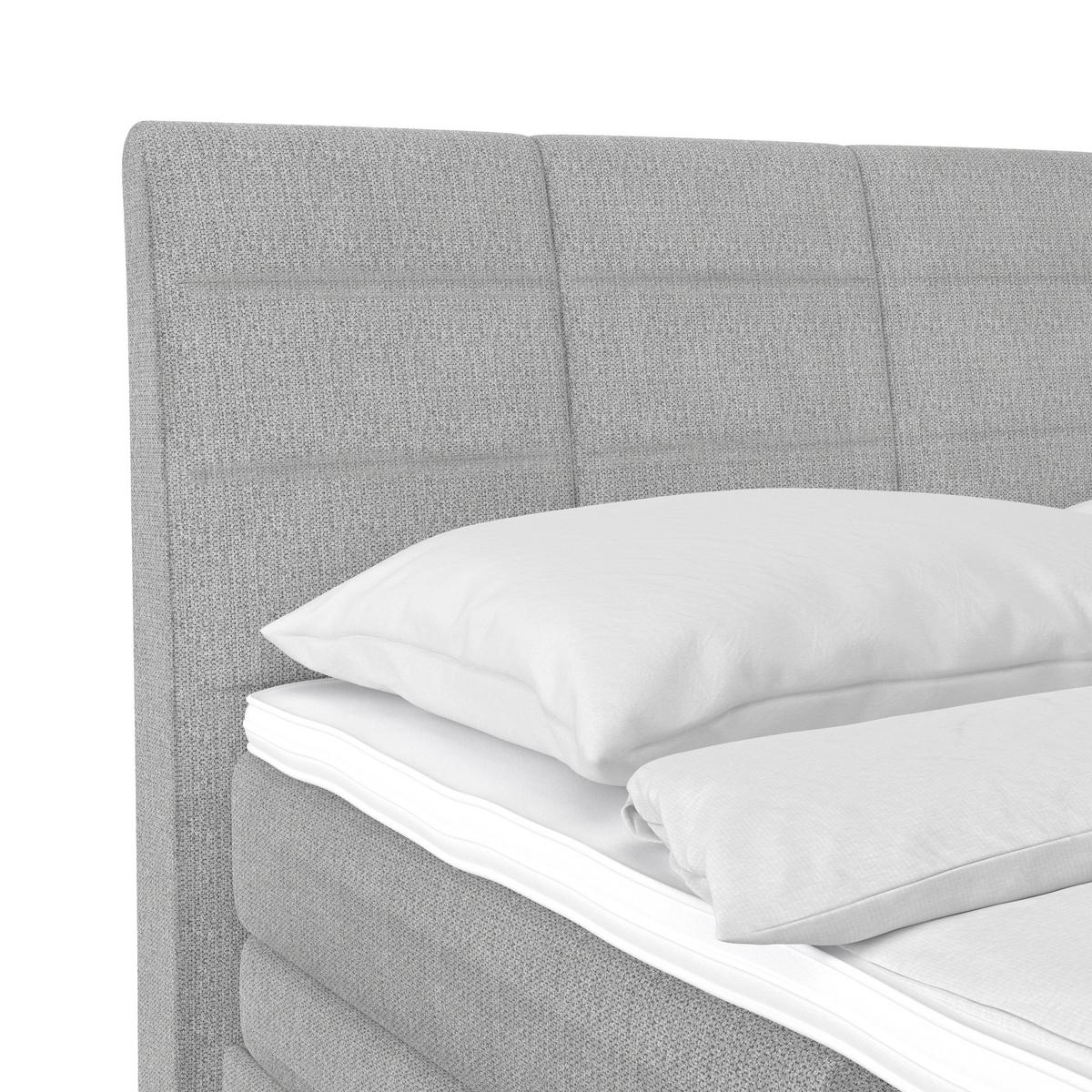 Boxspringbett Libra - Grauweiß/Schwarz, KONVENTIONELL, Textil (160/200cm)