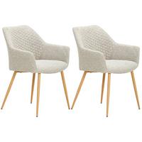 Armlehnstuhl-set 2er Lara Bezug: Webstoff-Beige - Eichefarben/Beige, KONVENTIONELL, Holz/Textil (56,5/80/58cm) - Livetastic