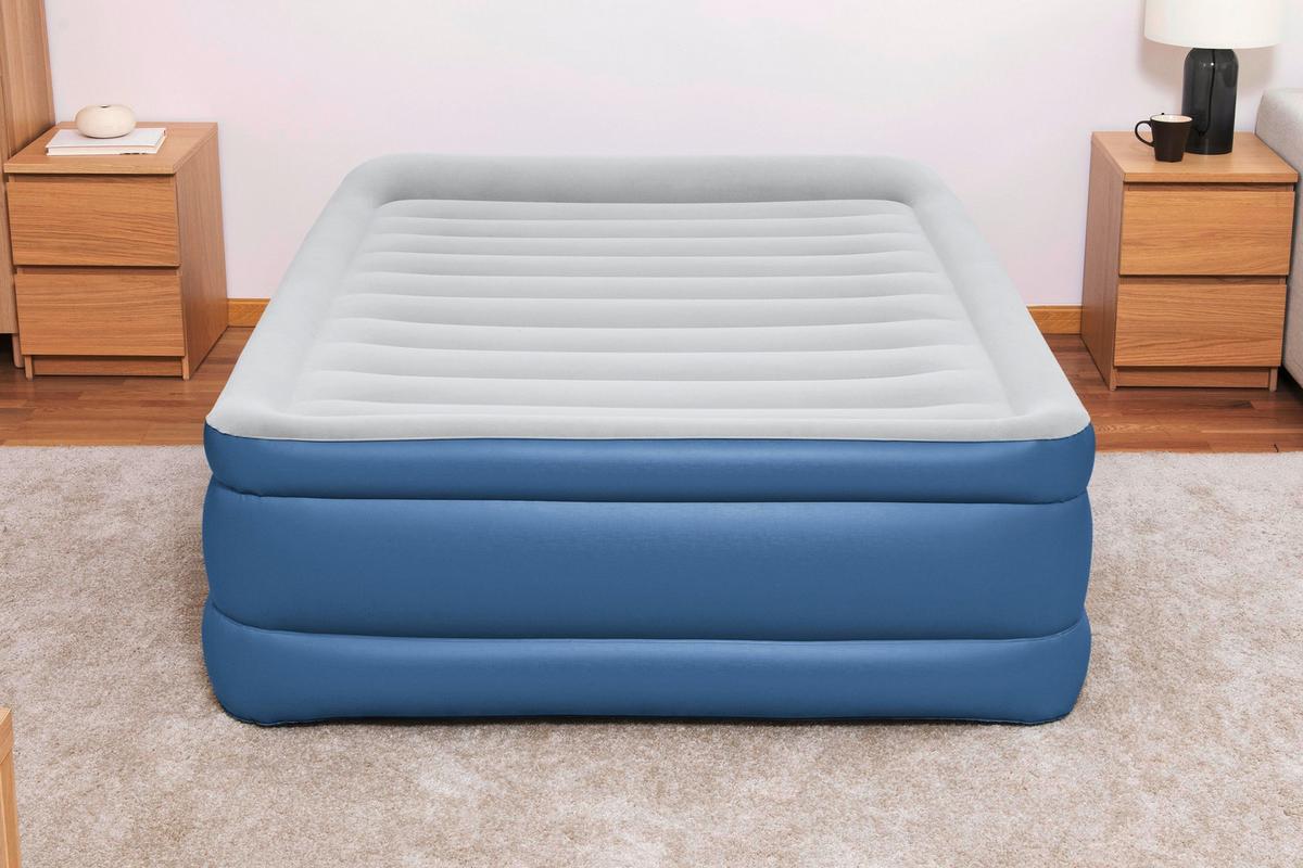 Luftbett Stefan 203x152x61 cm Bis 300kg, inkl. Pumpe - Dunkelblau/Grau, KONVENTIONELL, Kunststoff/Metall (203/152/61cm) - Bestway