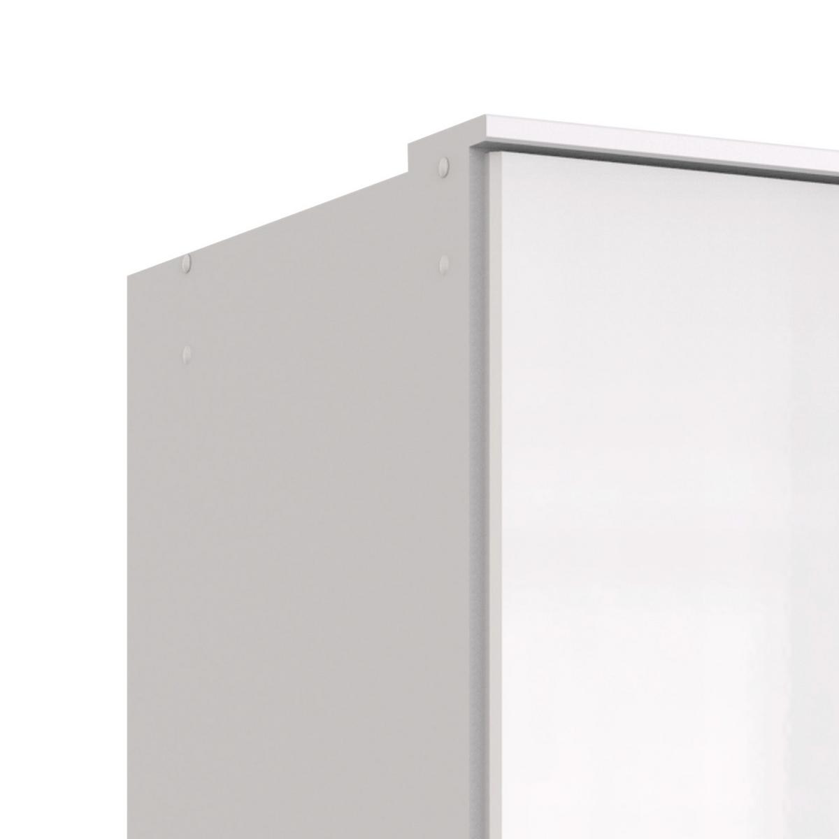 Drehtürenschrank mit Laden B: 91 cm Clack, Weiß - Weiß Hochglanz/Weiß, Basics, Holzwerkstoff (91/199/58cm) - MID.YOU